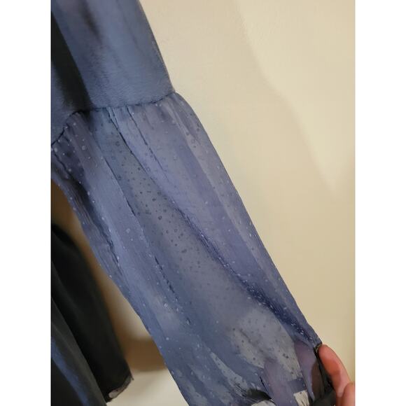 Free People Women's the Soul Serene Top Blouse Sheer Boho Open Back Blue Medium - Picture 6 of 9